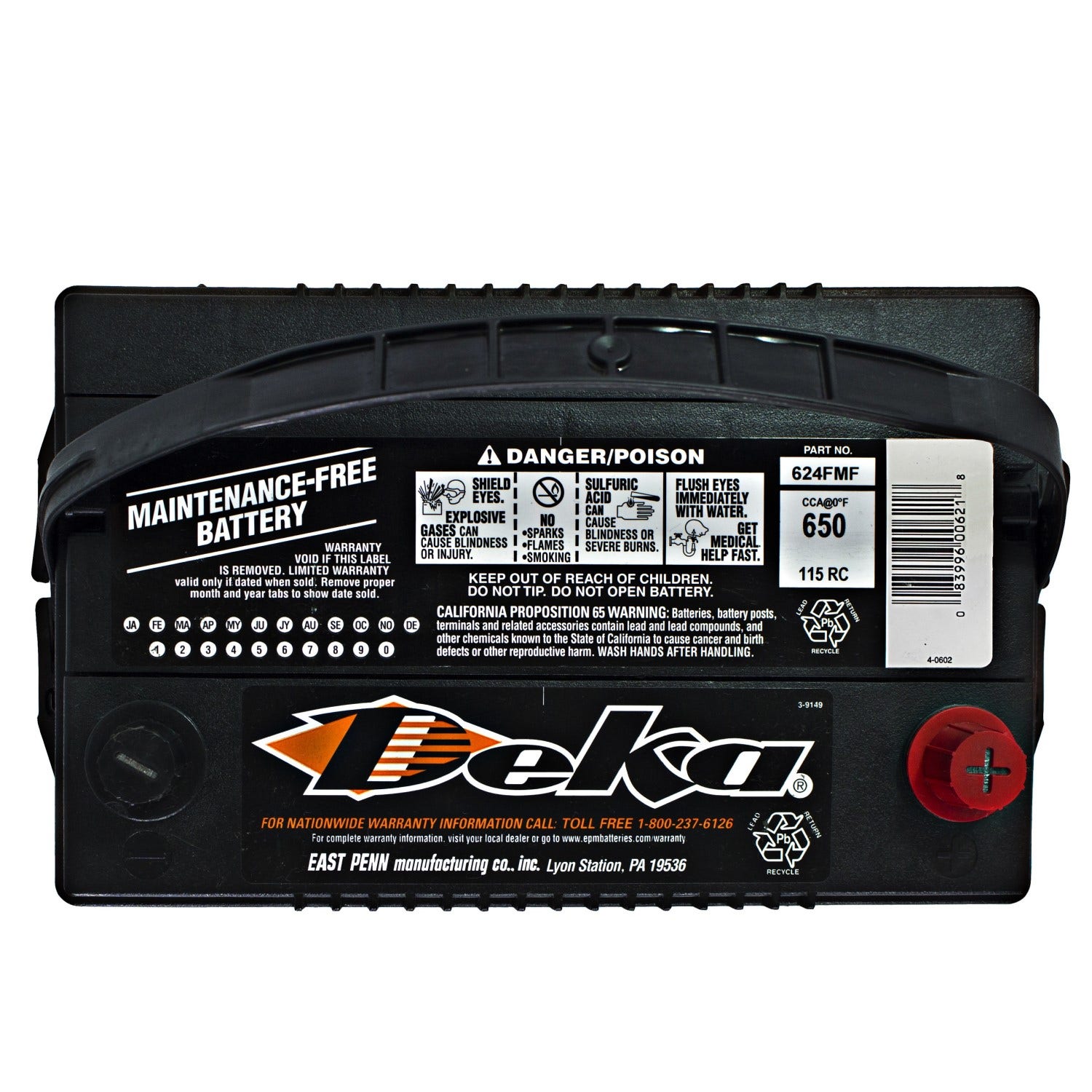 Batería DEKA 650CCA 624 MF / NS70Z (41 lbs. 9" x 10.75" x 6.75")