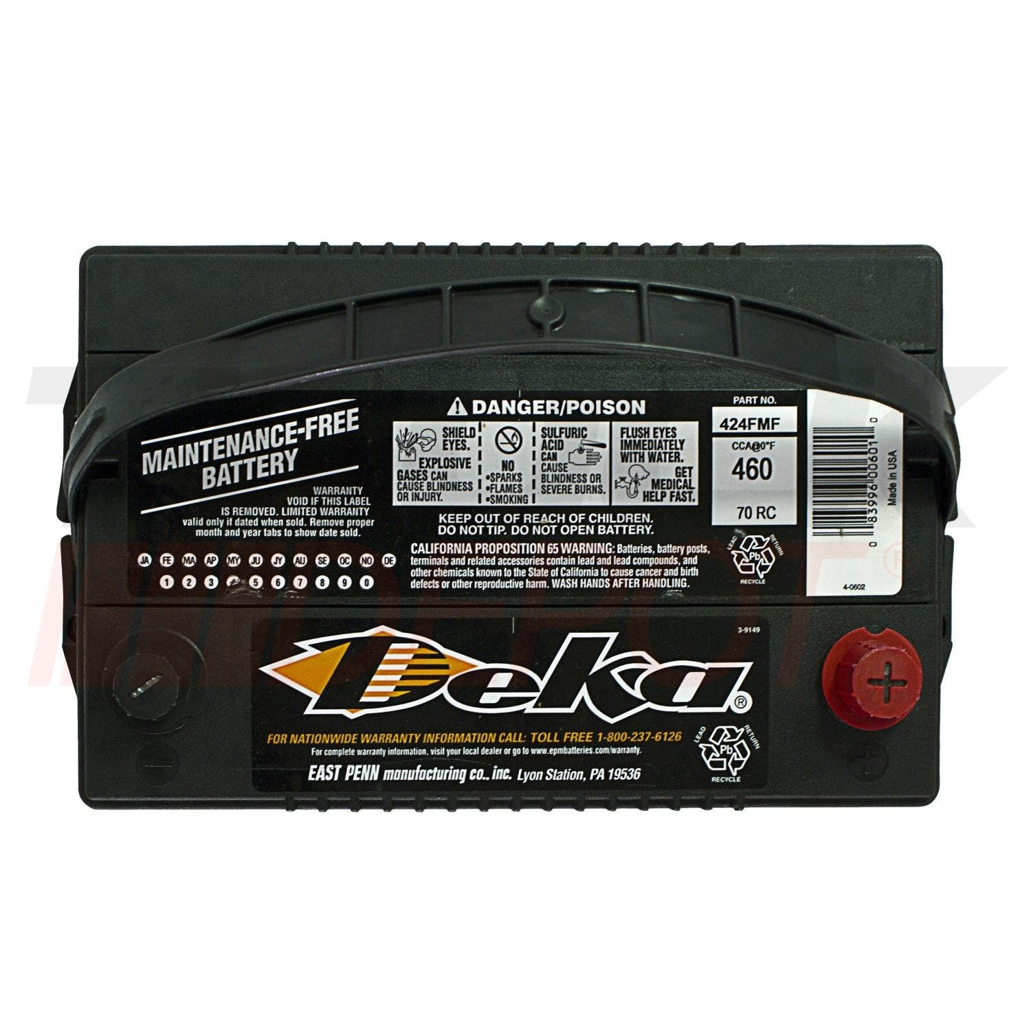 Bateria DEKA 460CCA 424MF / N50Z (36 lbs. 9" x 10.75" x 6.75")