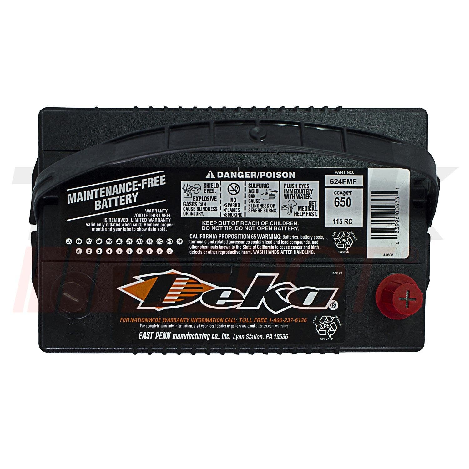 Bateria DEKA con poste cambiado 650CCA 624 FMF / NS70ZL (41 lbs. 9" x 10.75" x 6.75")