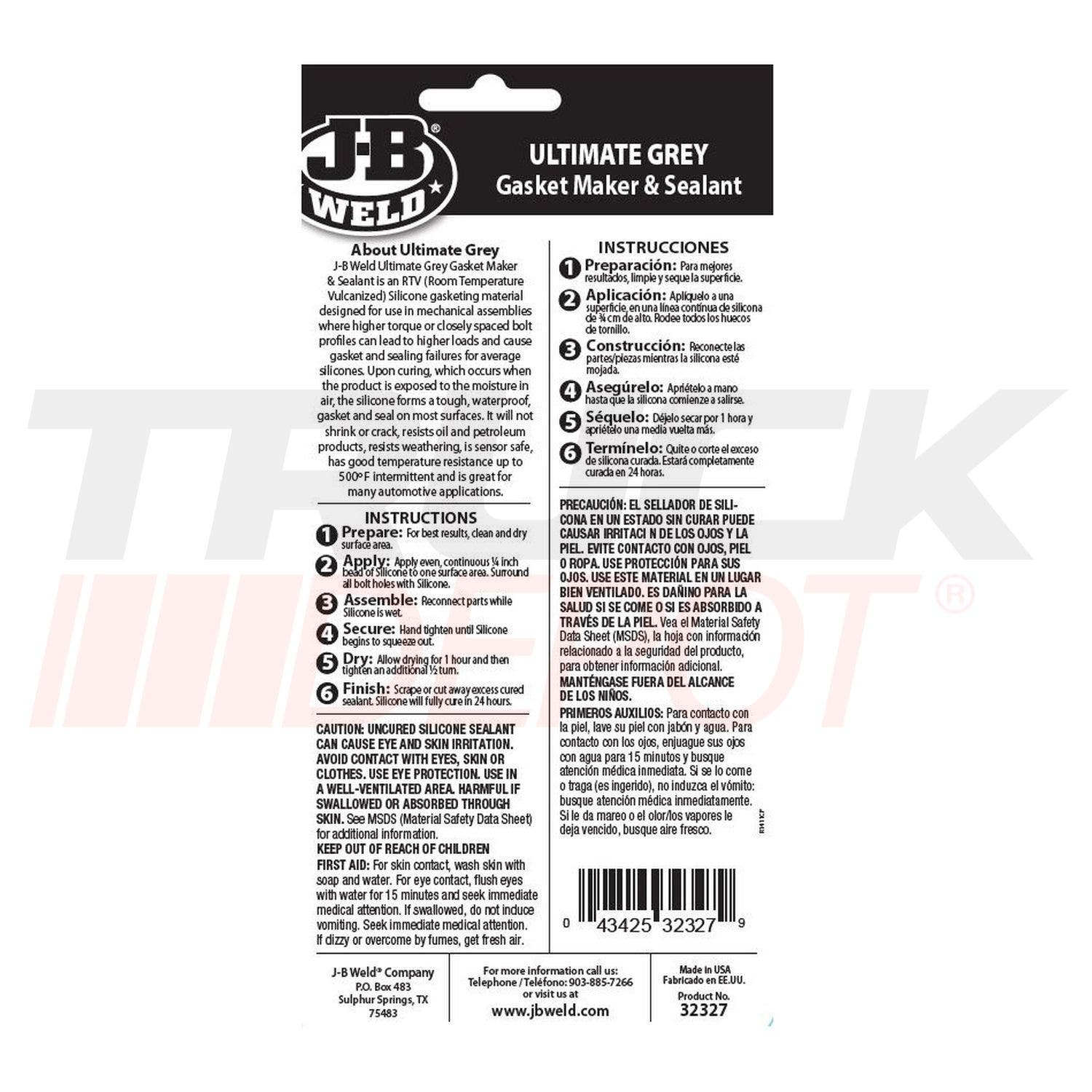 Silicon gris RTV tubo 3 oz. J-B Weld hecho en USA