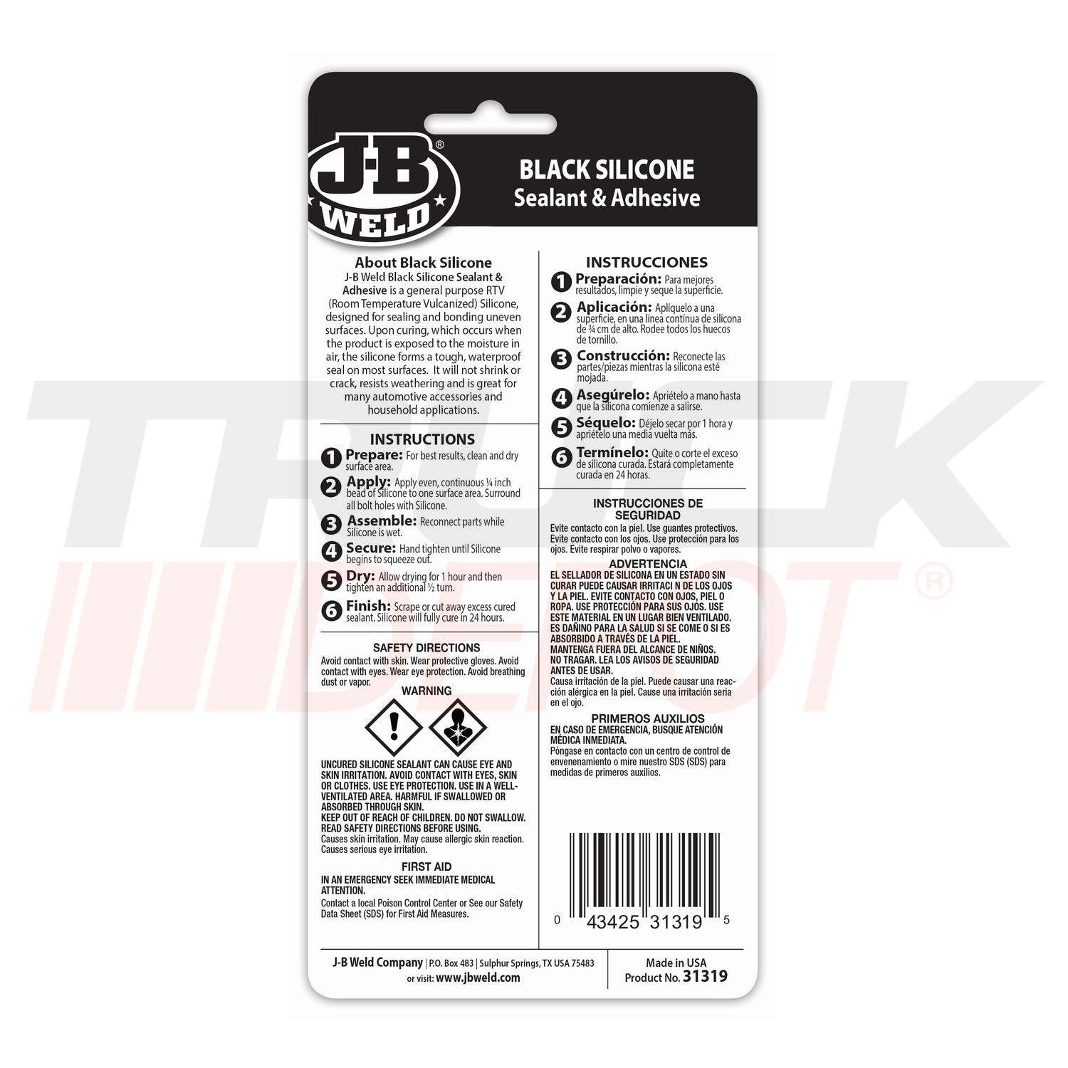 Silicon negro RTV tubo 3 oz. J-B Weld hecho en USA