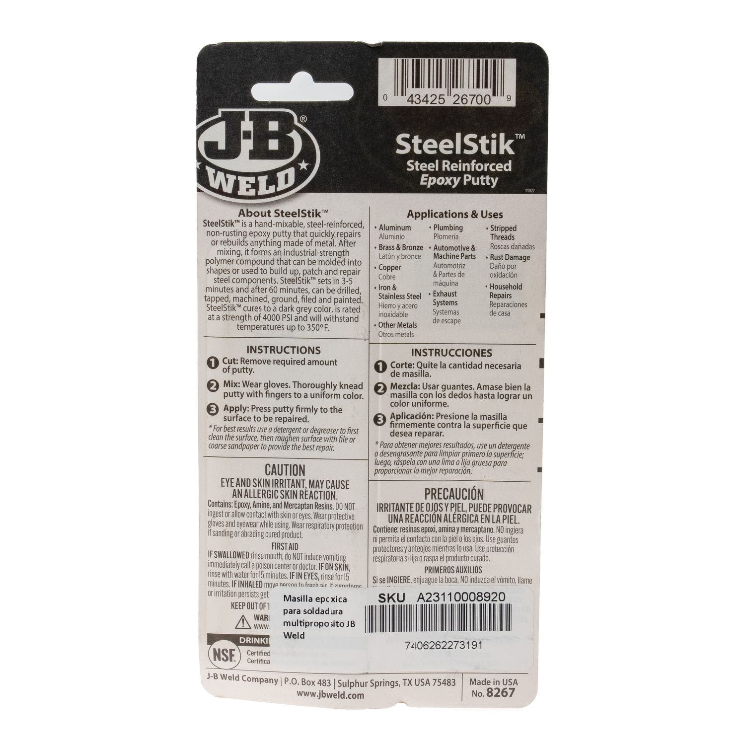 Masilla epóxica para soldadura multipropósito JB Weld