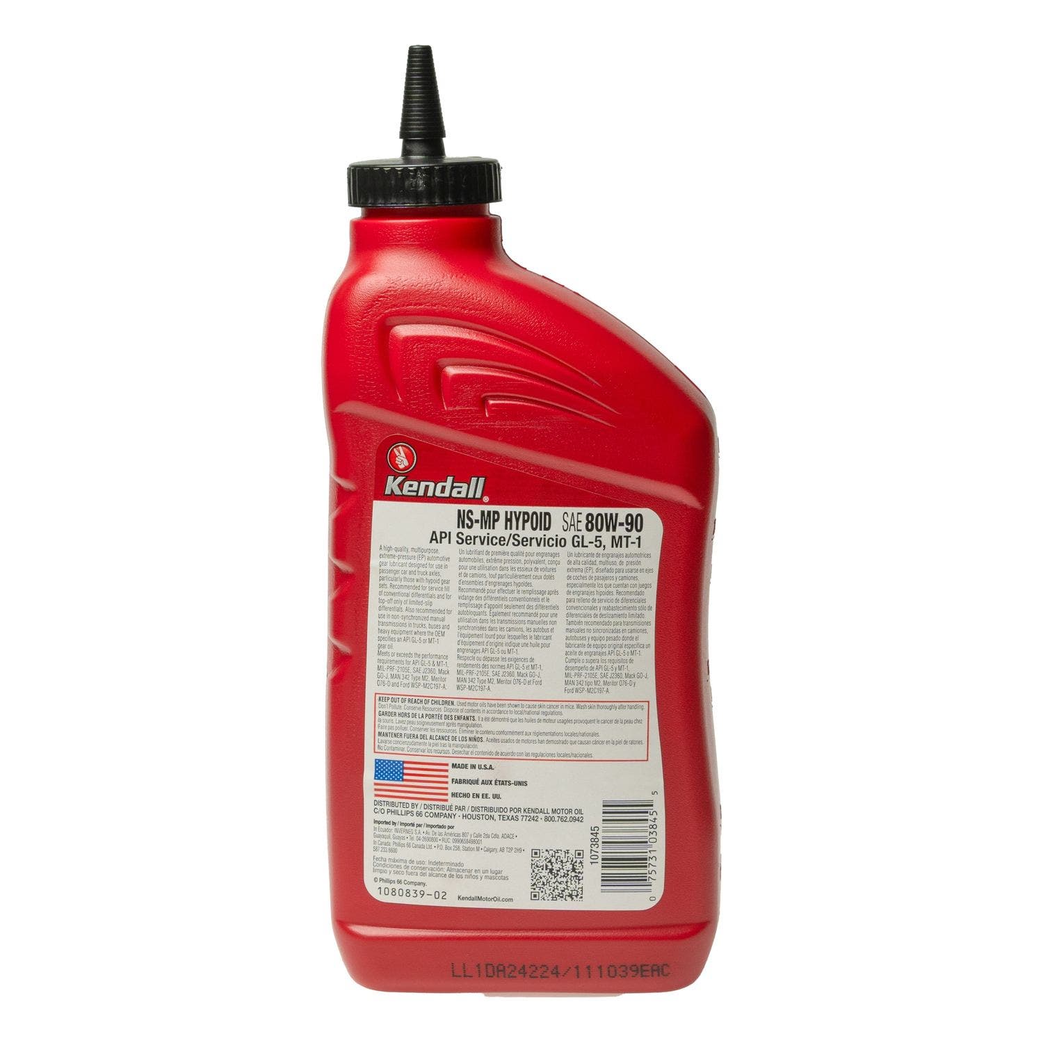 Cuarto de aceite Kendall  SAE 80W90 MP