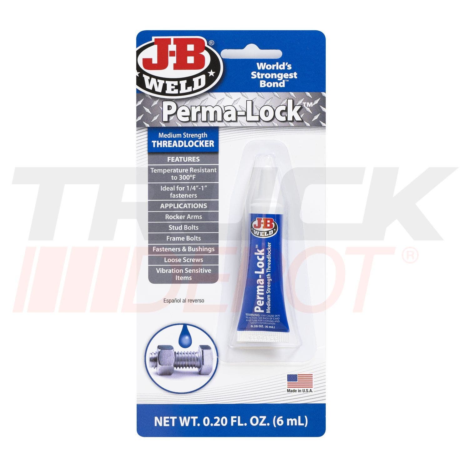 Fijador de roscas azul resistencia media 6 ml. J-B Weld hecho en USA