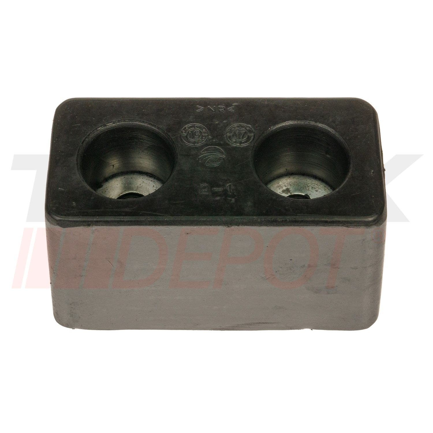 Tope de hule de 2 huecos para chasis ( PARACHOQUES)