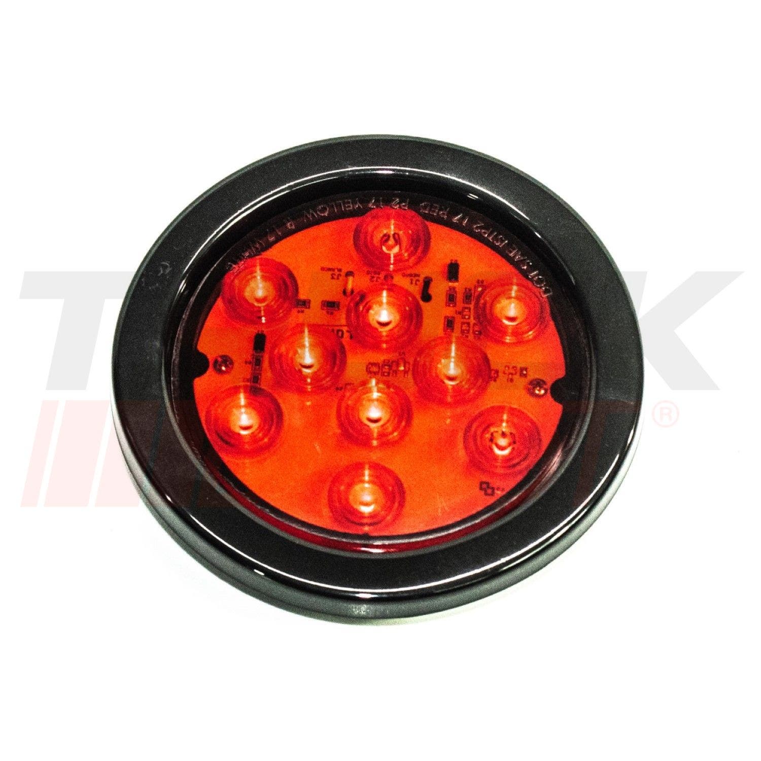 Lámpara LED redonda roja 4" orilla negra hule (Lombra)