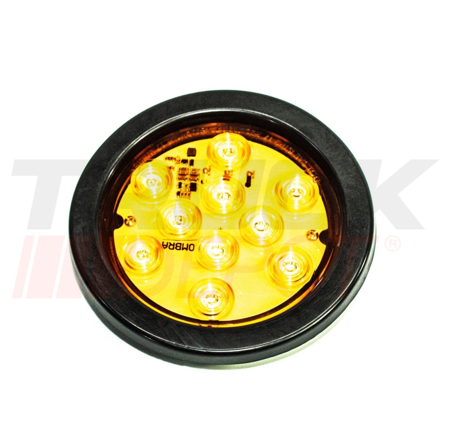 Lámpara LED redonda ámbar 4" orilla negra hule (Lombra)