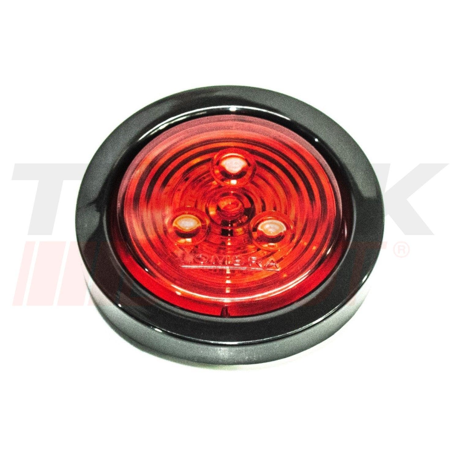 Lámpara LED redonda roja 2 1/2" base hule (Lombra)