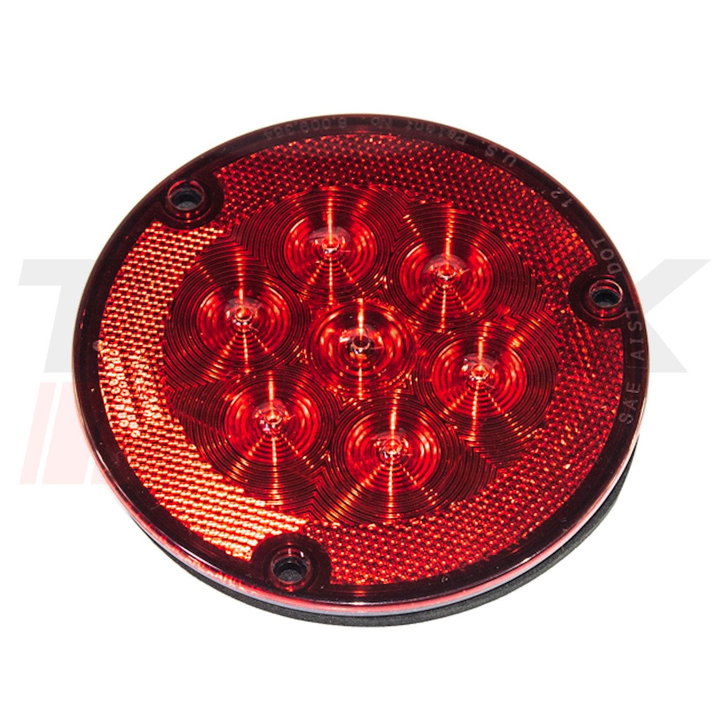 Lámpara redonda 4" roja 7 LED con reflector y tornillo