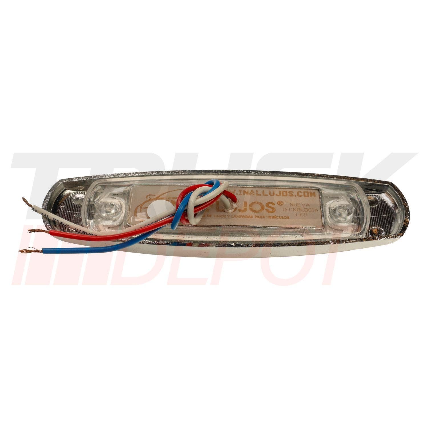Lampara lateral roja con aro cromado 15 LED