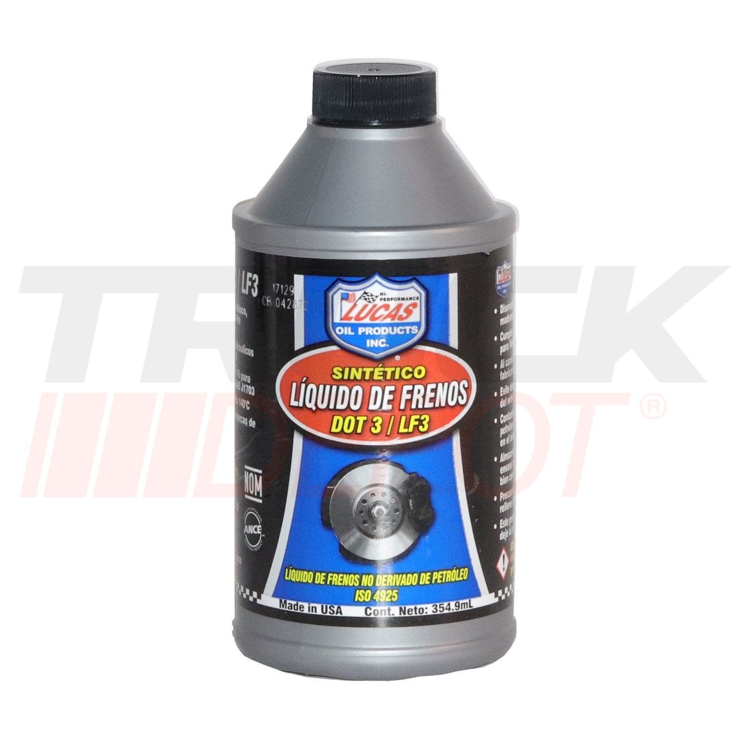 Pinta de liquido de frenos sintetico DOT3 12 onz. Lucas Oil