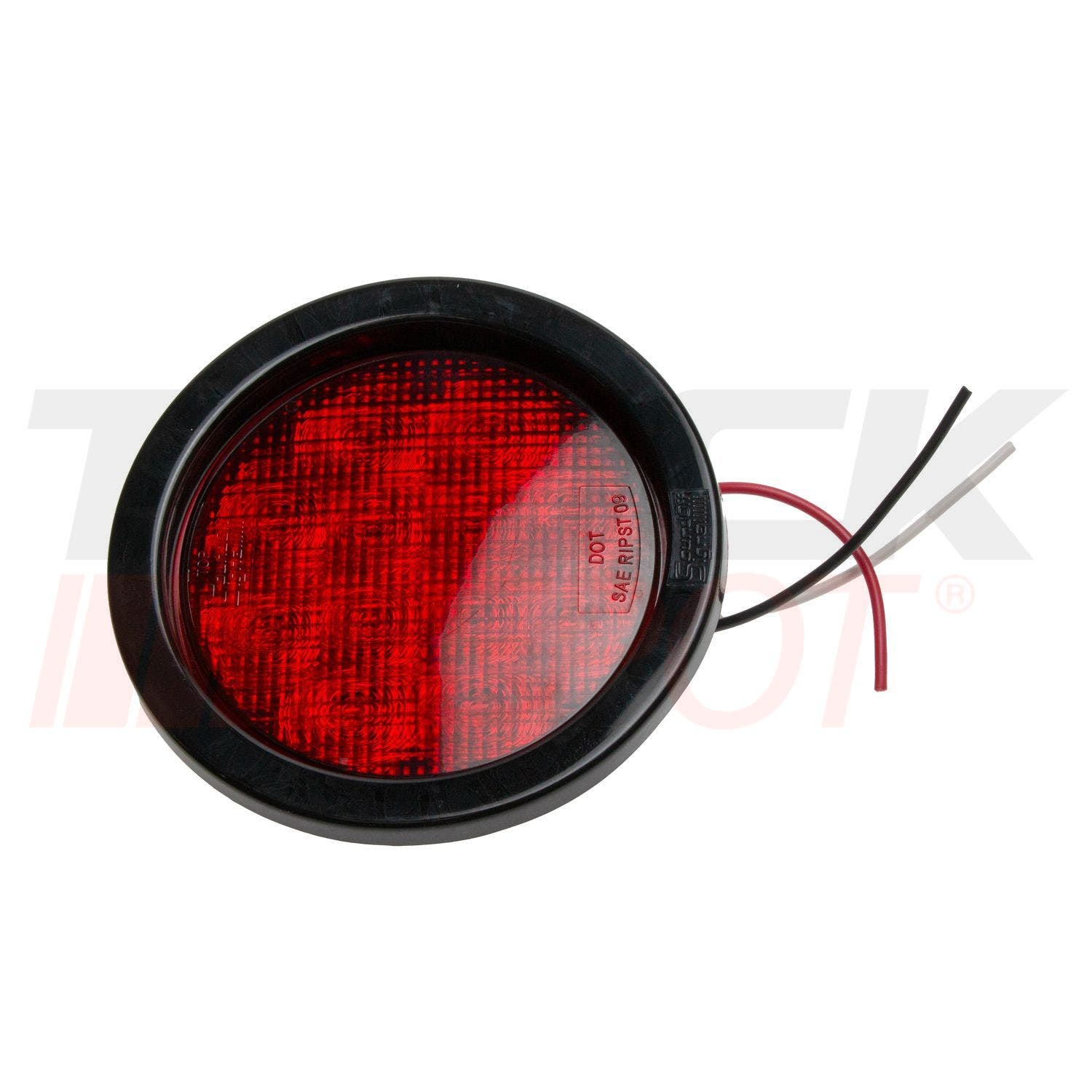 Lampara redonda 4" roja base de hule 12 LED bi voltaje